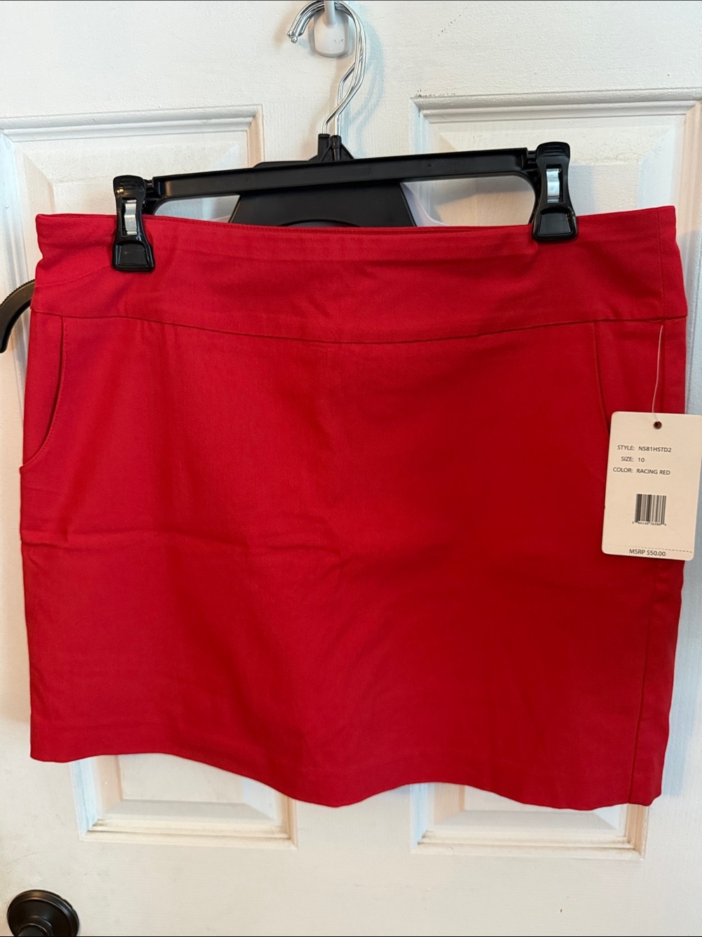 Red Mini Skirt with Side Pockets and built in shorts
